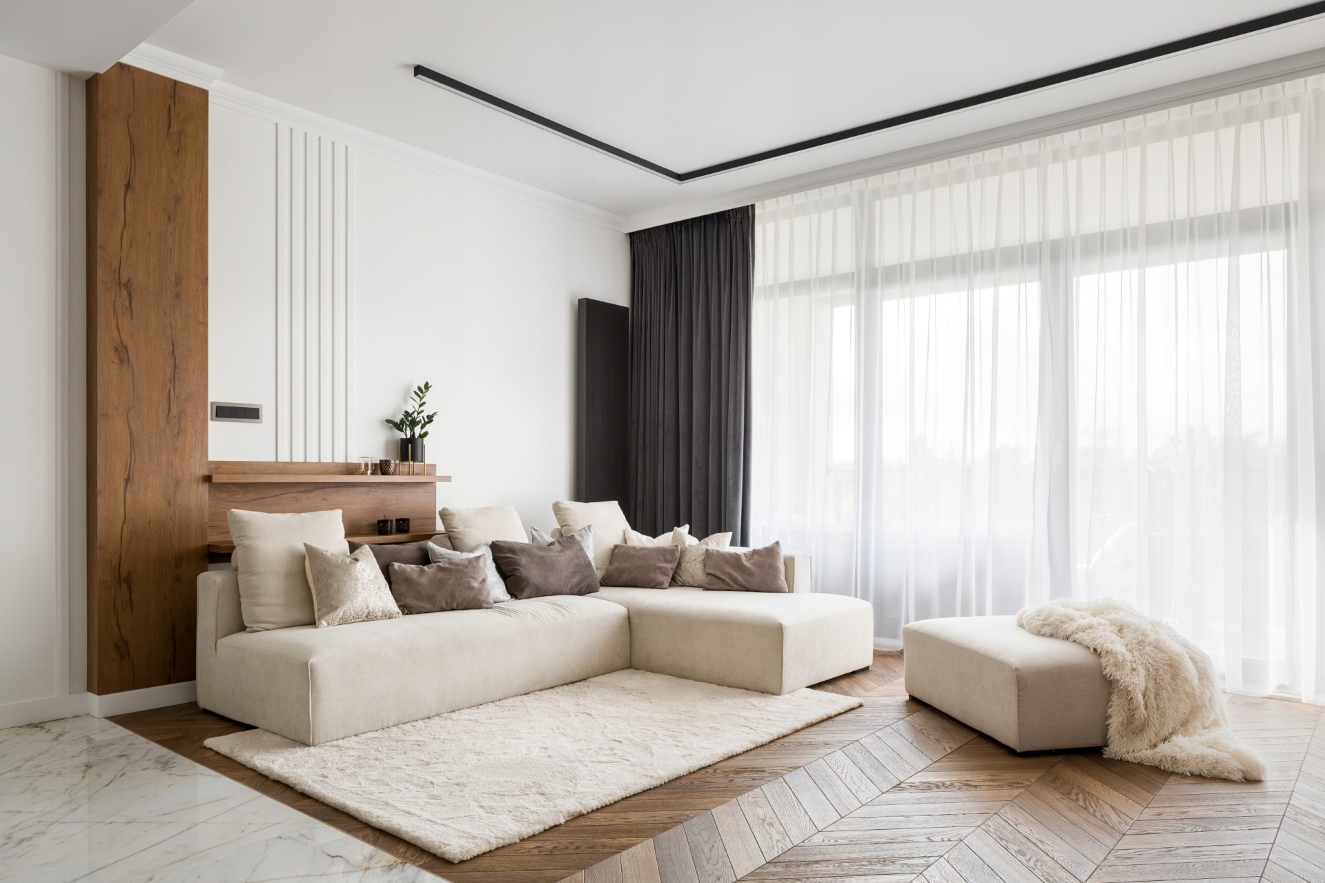 A Furnished Cream Coloured Sitting Room