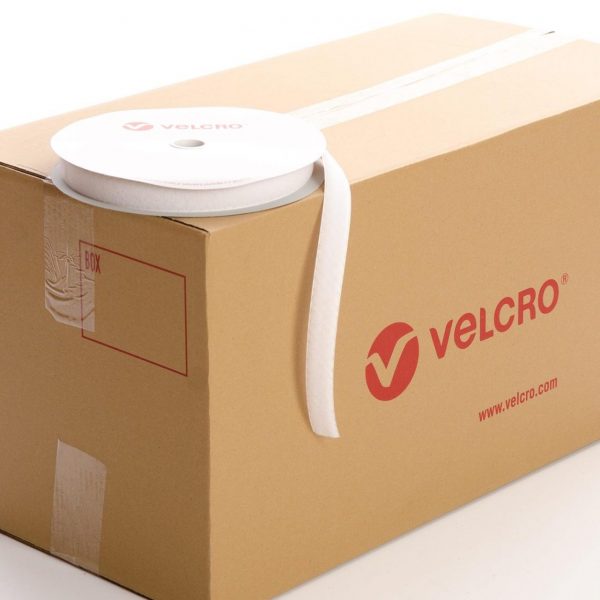 VELCRO® Brand PS14 Stick-on 25mm tape WHITE LOOP case of 36 rolls