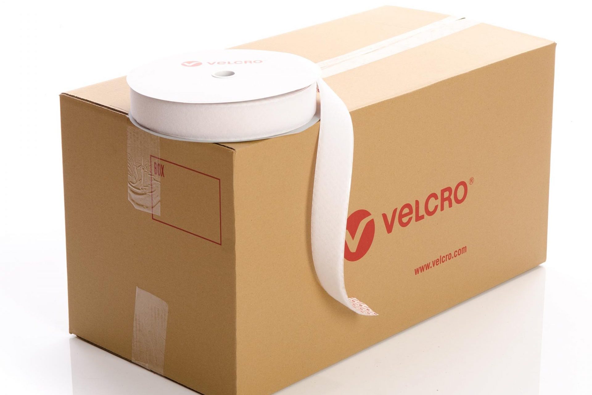 VELCRO® Brand PS14 Stick-on 50mm tape WHITE LOOP case of 21 rolls