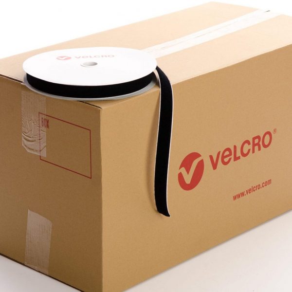 VELCRO® Brand PS18 Stick-on 25mm tape BLACK LOOP case of 36 rolls