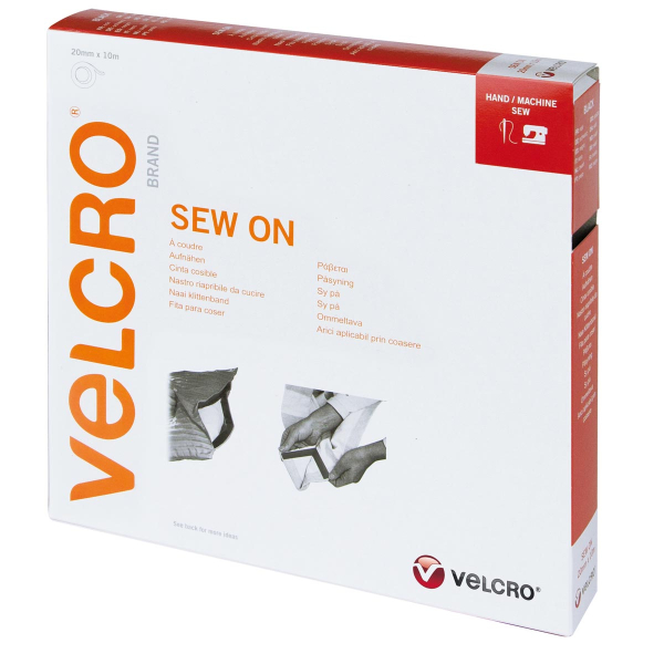 VELCRO® Brand Sew-on 10m x 20mm tape BLACK