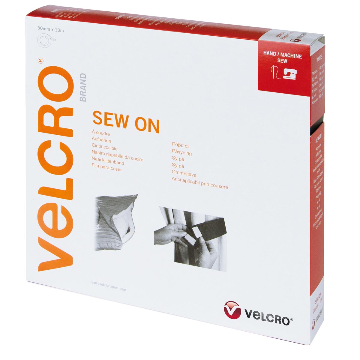 VELCRO® Brand Sew-on 10m x 30mm tape WHITE