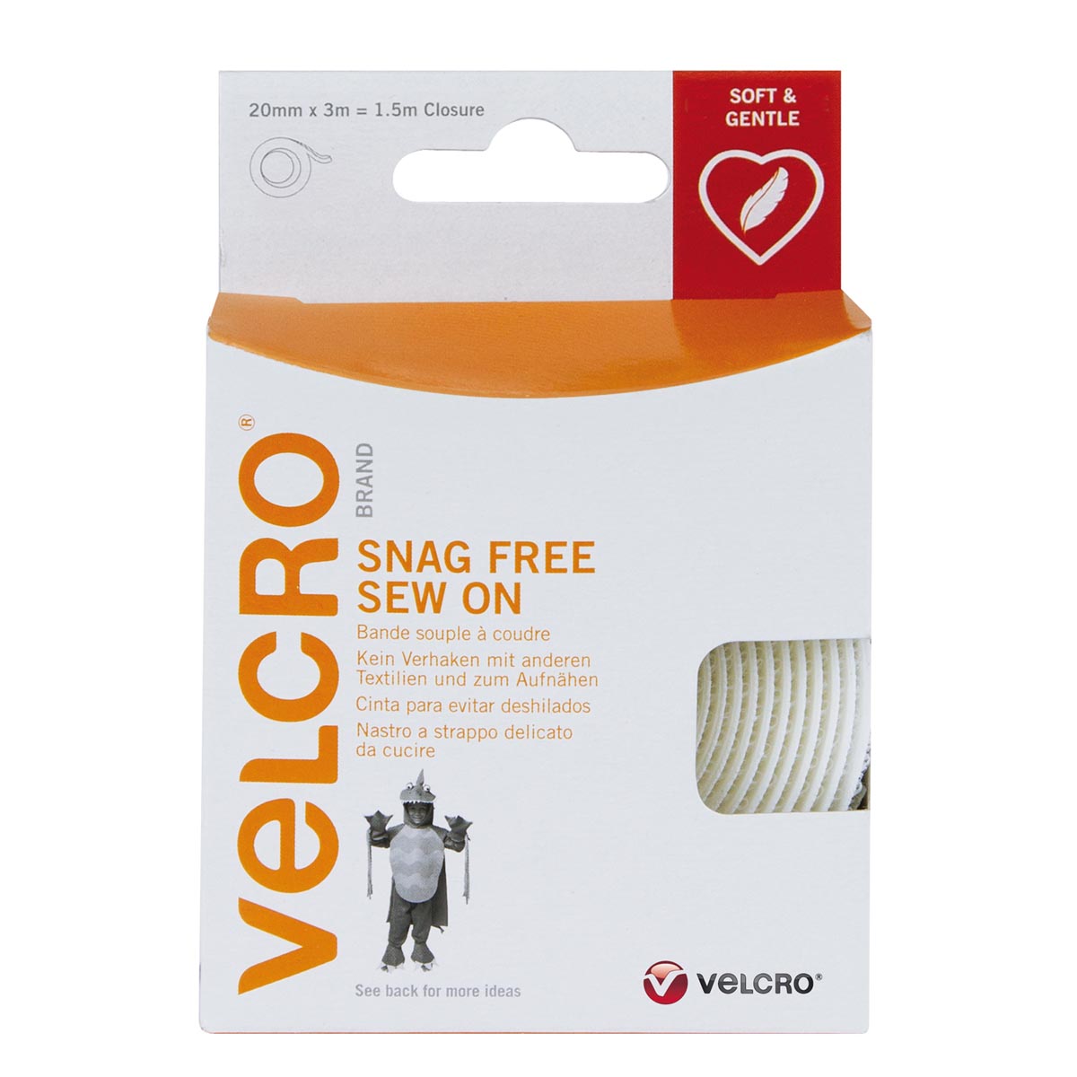 VELCRO® Brand Sew-on Anti-Snag tape 3m x 20mm WHITE