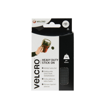 VELCRO® Brand 12 heavy duty Stick-on coins 45mm BLACK