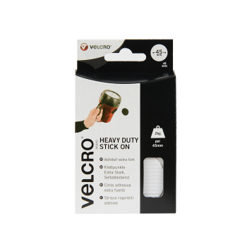 VELCRO® Brand 12 heavy duty Stick-on coins 45mm WHITE