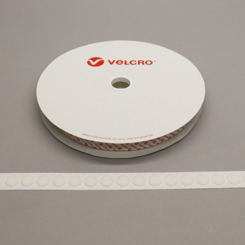 VELCRO® Brand PS14 Stick-on 19mm coins WHITE LOOP 25mtr roll