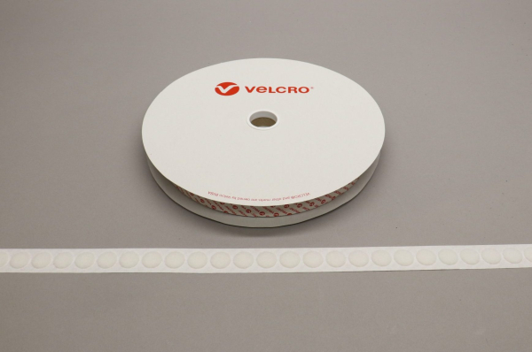 VELCRO® Brand PS14 Stick-on 19mm coins WHITE LOOP 25mtr roll