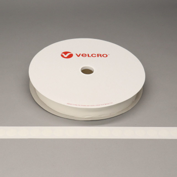 VELCRO® Brand PS14 Stick-on 22mm coins WHITE HOOK 25mtr roll