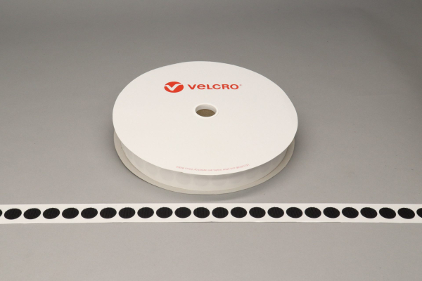VELCRO® Brand PS14 Stick-On 22mm Coins Black Hook 25mtr Roll