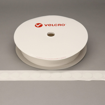 VELCRO® Brand PS14 Stick-on 35mm coins WHITE LOOP 25mtr roll