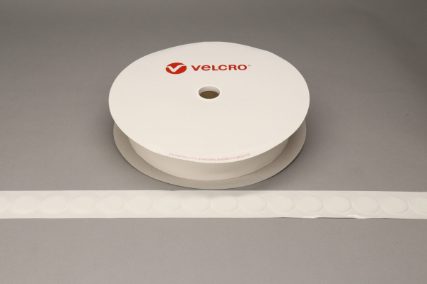 VELCRO® Brand PS14 Stick-on 35mm coins WHITE LOOP 25mtr roll