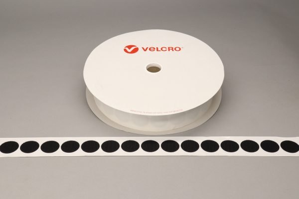 VELCRO® Brand PS14 Stick-on 35mm coins BLACK HOOK 25mtr roll
