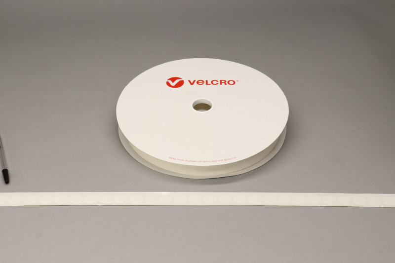 VELCRO® Brand PS18 Stick-on 19mm coins WHITE HOOK 25mtr roll