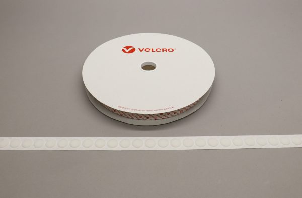 VELCRO® Brand PS18 Stick-on 19mm coins WHITE LOOP 25mtr roll