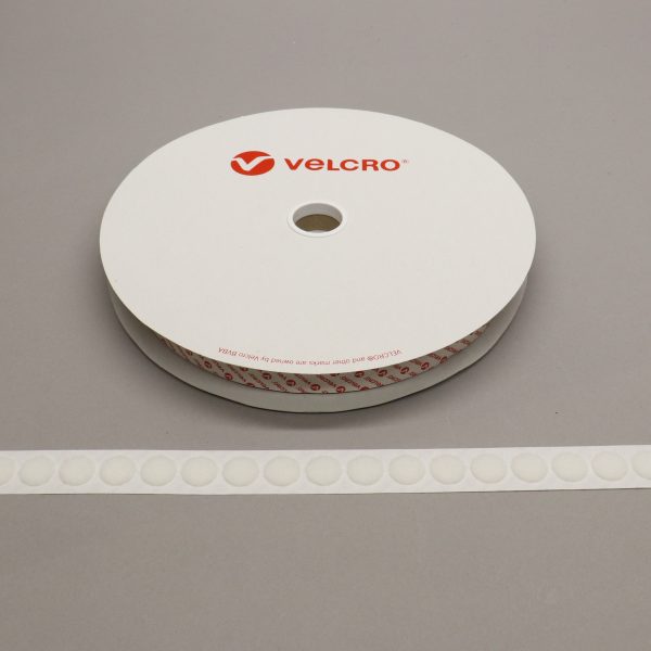 VELCRO® Brand PS18 Stick-on 19mm coins WHITE LOOP 25mtr roll