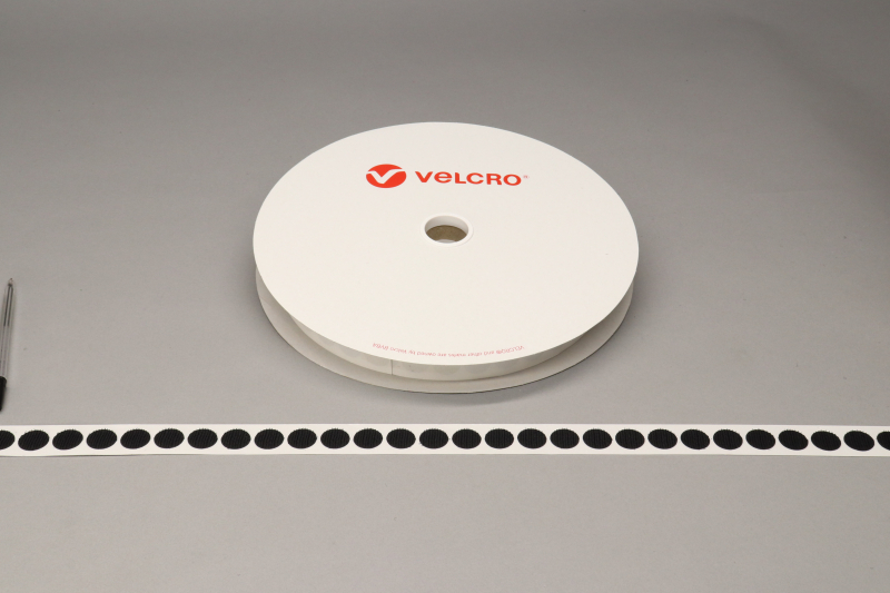 VELCRO® Brand PS18 Stick-on 19mm coins BLACK HOOK 25mtr roll