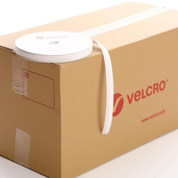 VELCRO® Brand PS18 Stick-on 20mm tape WHITE LOOP case of 42 rolls