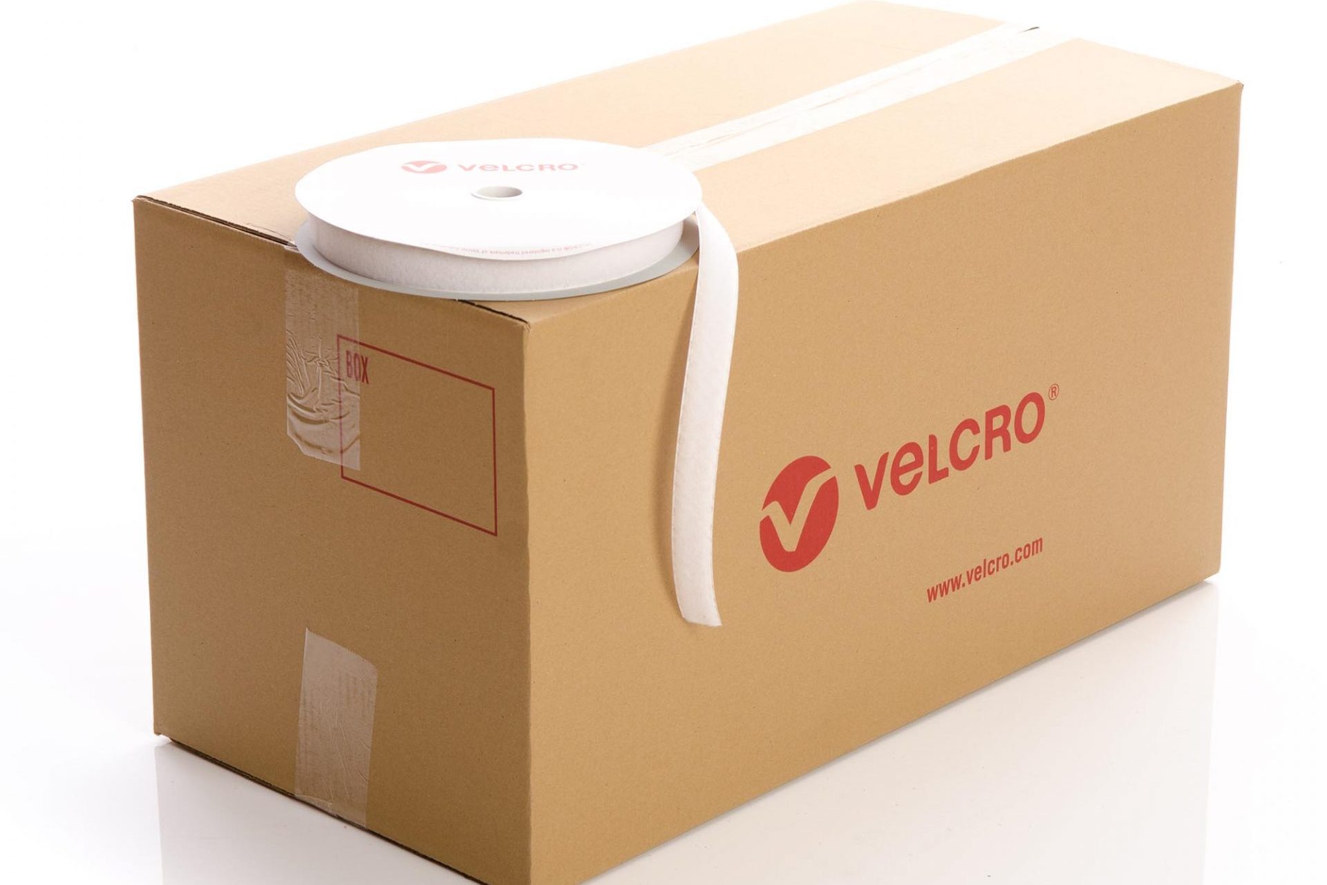 VELCRO® Brand PS18 Stick-on 25mm tape WHITE LOOP case of 36 rolls