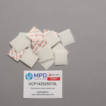 VELCRO® Brand PS14 Stick-on 25mm x 25mm WHITE LOOP