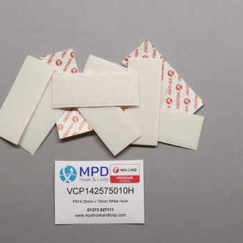 VELCRO® Brand PS14 Stick-on 25mm x 75mm WHITE HOOK