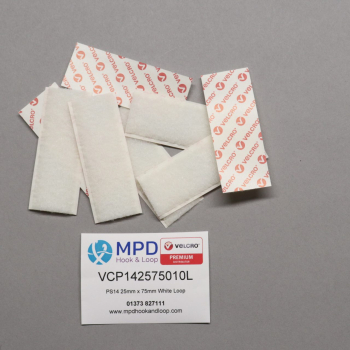 VELCRO® Brand PS14 Stick-on 25mm x 75mm WHITE LOOP