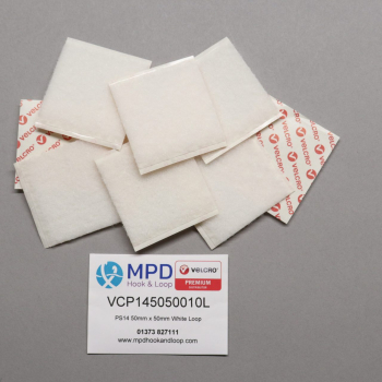 VELCRO® Brand PS14 Stick-on 50mm x 50mm WHITE LOOP