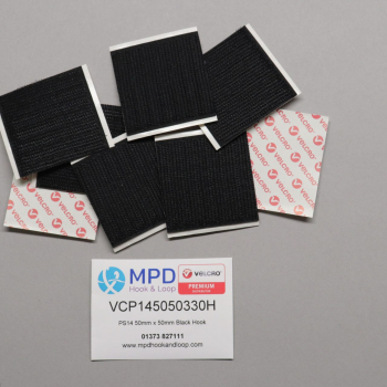 VELCRO® Brand PS14 50mm x 50mm Black Hook Stick-On Pieces