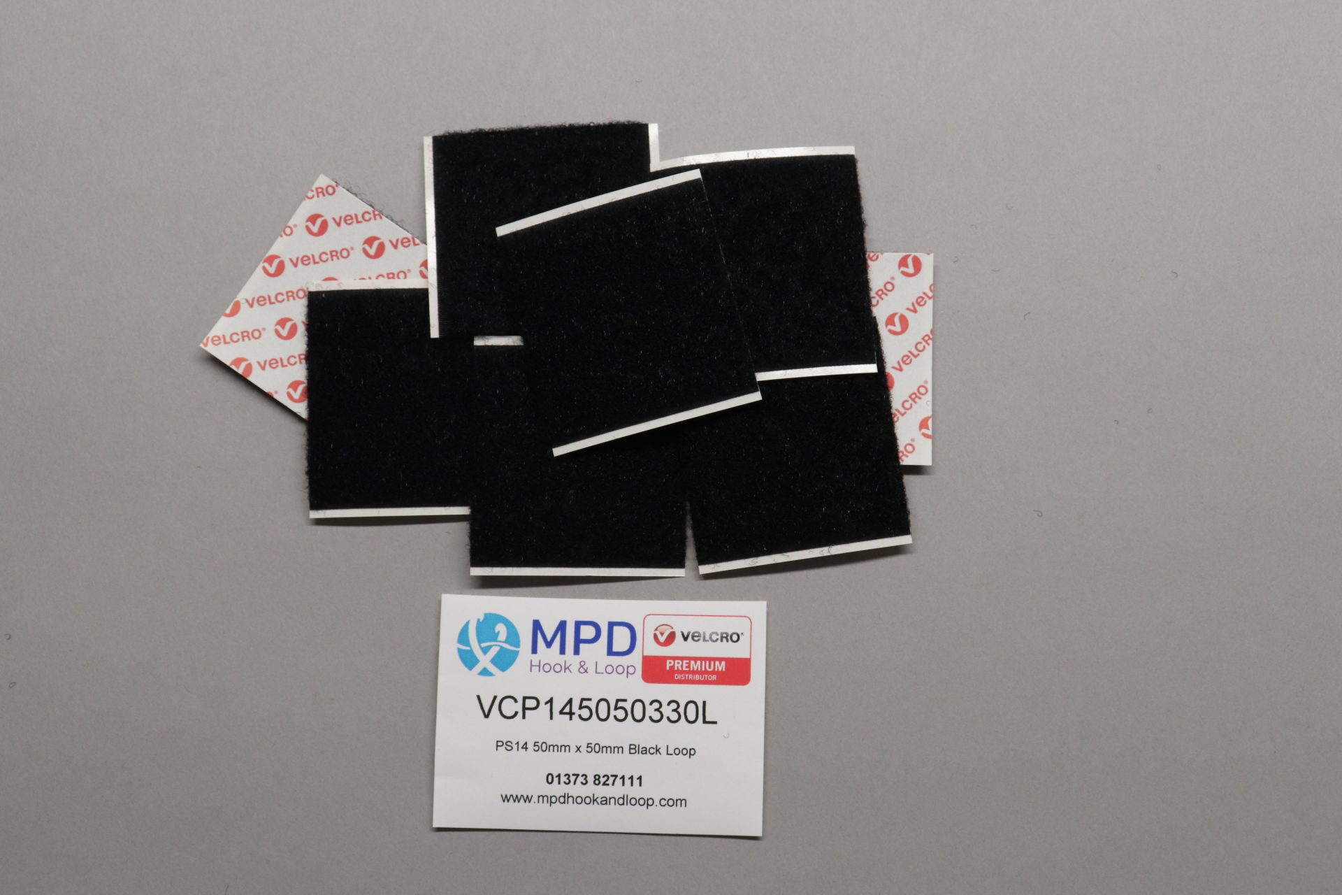 VELCRO Brand PS14 Stick on 50mm x 50mm BLACK LOOP