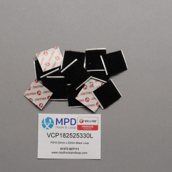 VELCRO® Brand PS18 Stick-on 25mm x 25mm BLACK LOOP