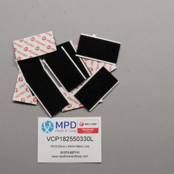 VELCRO® Brand PS18 Stick-on 25mm x 50mm BLACK LOOP