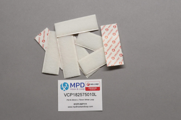 VELCRO® Brand PS18 Stick-On 25mm x 75mm White Loop