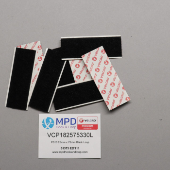 VELCRO® Brand PS18 Stick-on 25mm x 75mm BLACK LOOP