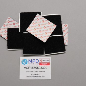 VELCRO® Brand PS18 Stick-on 50mm x 50mm BLACK LOOP