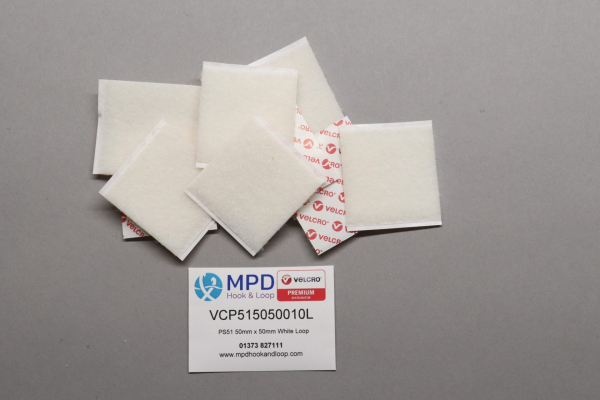 VELCRO® Brand PS51 Stick-on 50mm x 50mm WHITE LOOP