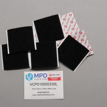 VELCRO® Brand PS51 Stick-on 50mm x 50mm BLACK LOOP