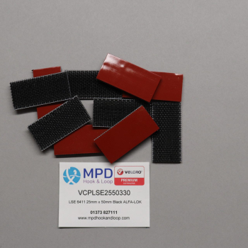 VELCRO® Brand 6411 Stick-on 25mm x 50mm BLACK Self-Engaging