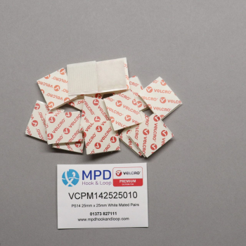 VELCRO® Brand PS14 Stick-on 25mm x 25mm WHITE MATED