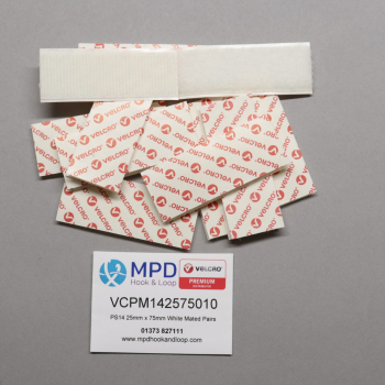 VELCRO® Brand PS14 Stick-on 25mm x 75mm WHITE MATED