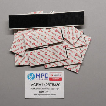 VELCRO® Brand PS14 Stick-on 25mm x 75mm BLACK MATED