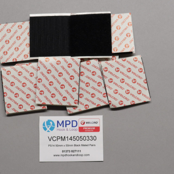 VELCRO® Brand PS14 Stick-on 50mm x 50mm BLACK MATED