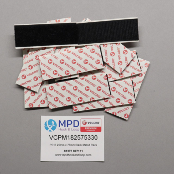 VELCRO® Brand PS18 Stick-on 25mm x 75mm BLACK MATED