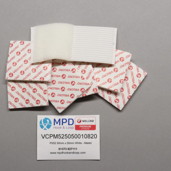 VELCRO® Brand PS52 Stick-on 50mm x 50mm WHITE MATED