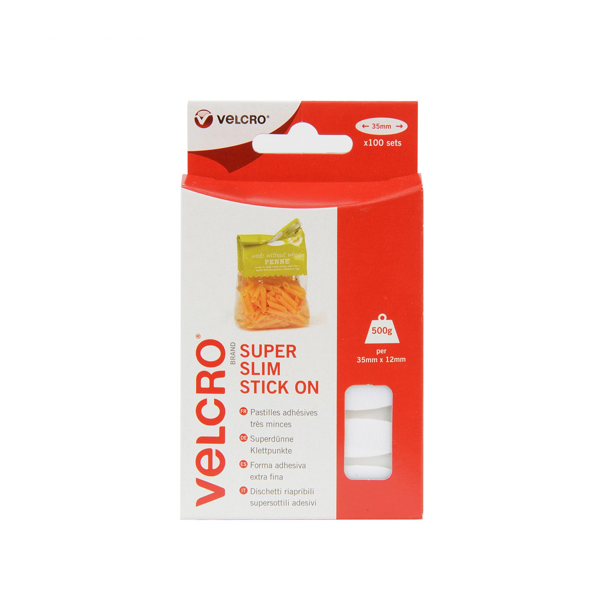 VELCRO® Brand 100 Stick-on EASY-COINS® 35mm x 12mm WHITE