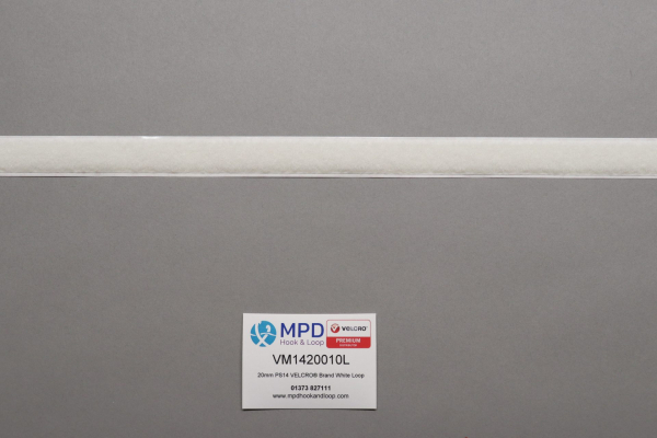 VELCRO® Brand PS14 Stick-on 20mm tape WHITE LOOP by the metre