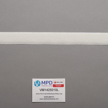 VELCRO® Brand PS14 Stick-on 25mm tape WHITE LOOP by the metre
