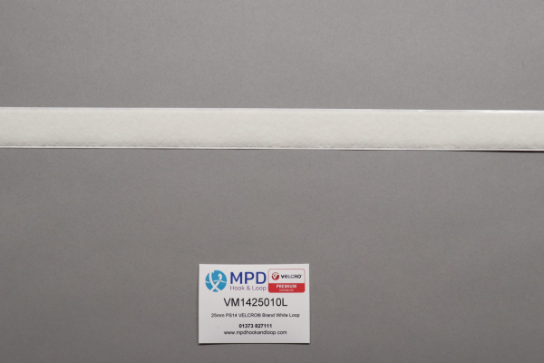 VELCRO® Brand PS14 Stick-on 25mm tape WHITE LOOP by the metre