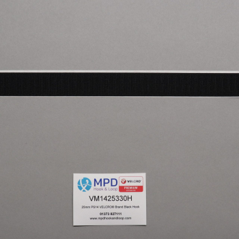 VELCRO® Brand PS14 Stick-on 25mm tape BLACK HOOK by the metre