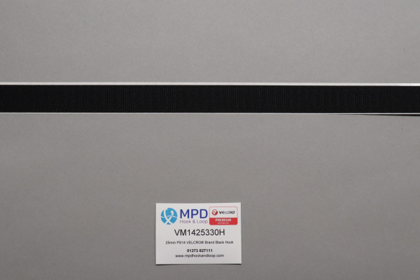 VELCRO® Brand PS14 Stick-on 25mm tape BLACK HOOK by the metre
