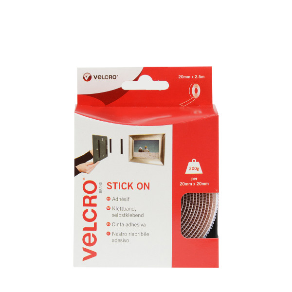 VELCRO® Brand Stick-on tape 2.5m x 20mm WHITE
