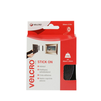 VELCRO® Brand Stick-on tape 2.5m x 20mm BLACK